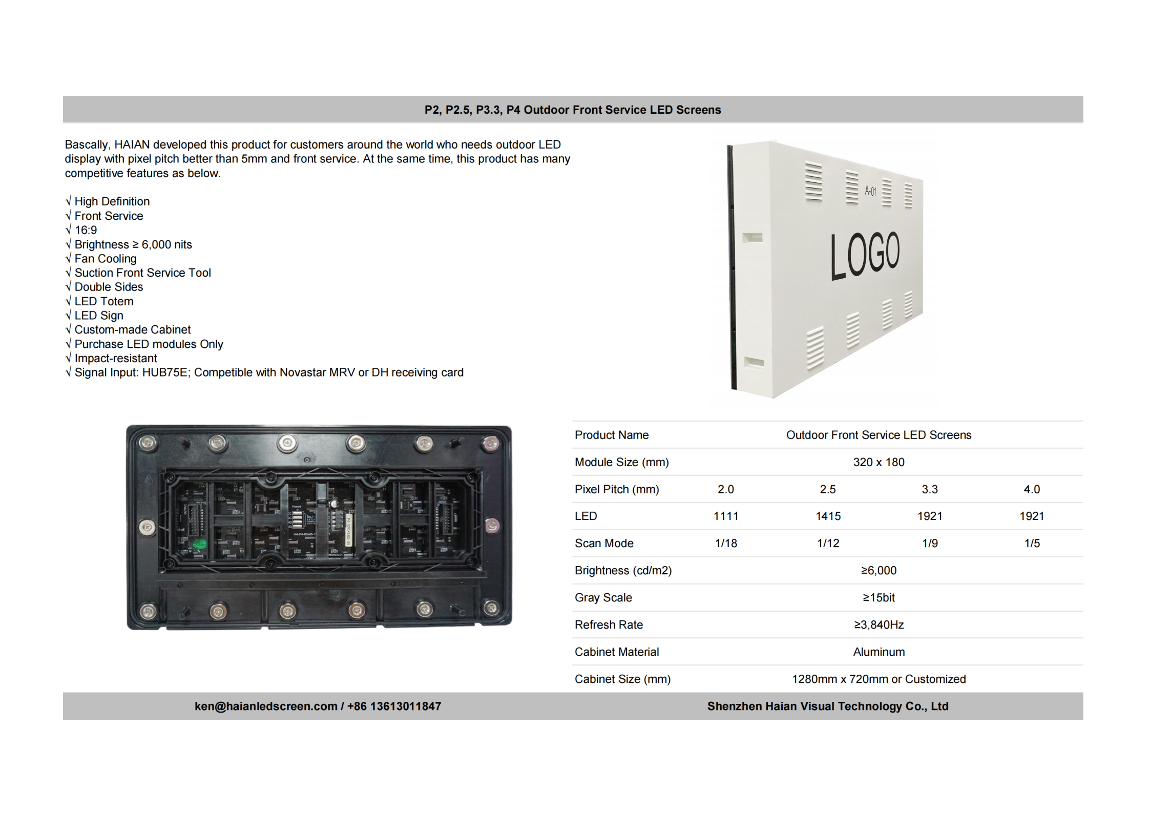 P3 outdoor LED display for fixed installation